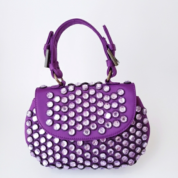 Vintage Betsey Johnson Purple Satin Embellished Mini Bag